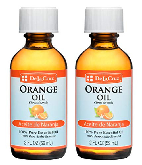 De La Cruz Pure Orange Essential Oil- Cold-Pressed- Bottled in USA 2 FL OZ. -2 Bottles-