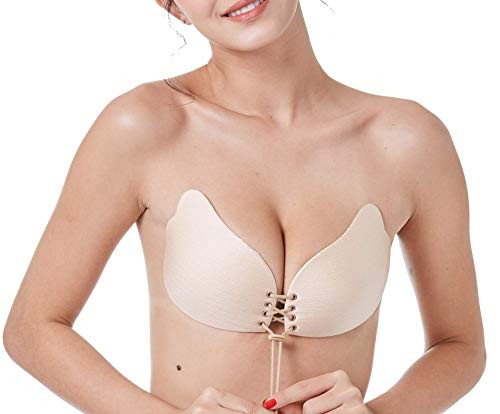 Women's Self Adhesive Bra, Sticky Strapless Silicone Bra Invisible Push-up Bras Reusable Backless Bra