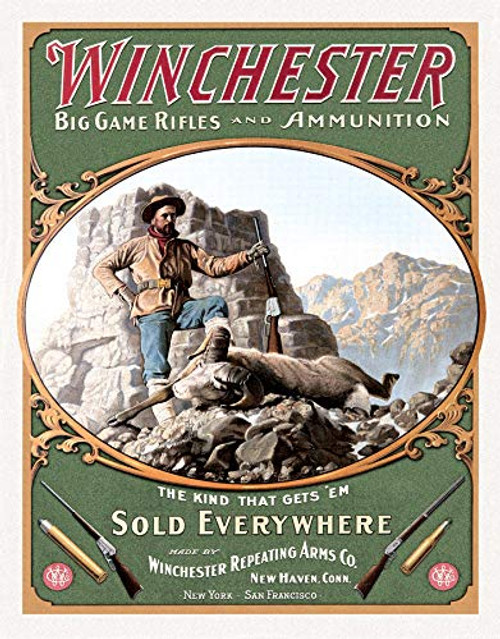 Desperate Enterprises Winchester Rifles - Hunter with Ram Tin Sign, 12" W x 16" H