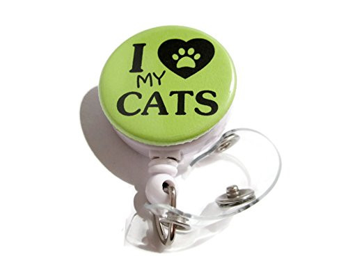 ATLanyards I Love My Cat Badge Holder, Cat Id Badge Reel, Bright Green 371