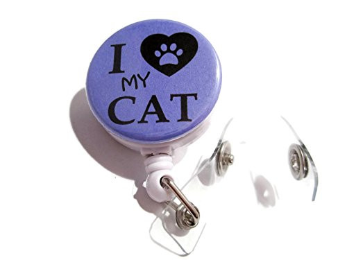 ATLanyards I Love My Cat Badge Holder, Cat Id Badge Reel, Cat Lanyard Reel, Voilet 328