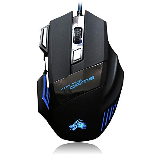 Licini Computer Wired Gaming Mouse- Colored 2500dpi LED Optical USB Computer Mouse Game Mouse- 7 Buttons- Ergonomic PC Gamer Mouse for PC Laptop.