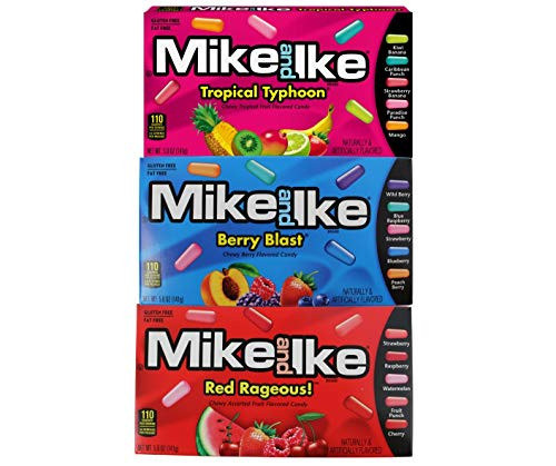 Mike and Ike Candy- Tropical Typhoon- Berry Blast- Red Rageous- Boxed Candies- 3 Pack- 5 Ounces