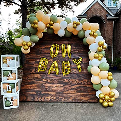 Baby Shower Decorations - 139 Olive Sage Balloon Garland Kit- Gold Oh Baby Balloon-Macaron Balloon Orange Retro Green White Gold Metallic Chrome Balloon for Baby Shower Birthday Party Backdrop Decor Baby Shower Decorations - 139 Olive Sage Balloon Garland Kit- Gold Oh Baby Balloon-Macaron Balloon Orange Retro Green White Gold Metallic Chrome Balloon for Baby Shower Birthday Party Backdrop Decor