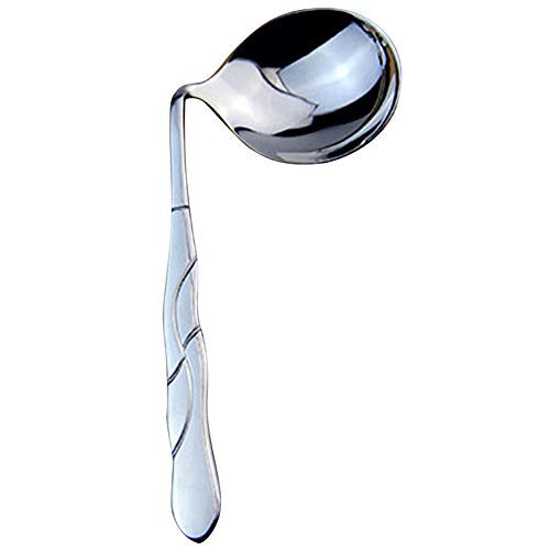Trycooling Stainless Steel Self-Feeding Curved Utensil Angled Spoon Left Right Handed for Elderly Patients (Left Hand)