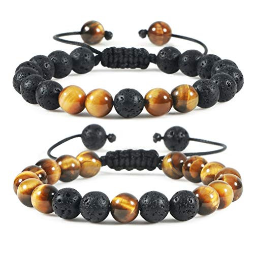 XHSM Tiger Eye Lava Rock Bracelet for Men and Women- 8mm Natural Tiger Eye Beads Stone Adjustable Bracelet Aromatherapy Essential Oil Diffuser Lava Bracelet Gifts for Men -Tiger Eye- XHSM Tiger Eye Lava Rock Bracelet for Men and Women- 8mm Natural Tiger Eye Beads Stone Adjustable Bracelet Aromatherapy Essential Oil Diffuser Lava Bracelet Gifts for Men -Tiger Eye-
