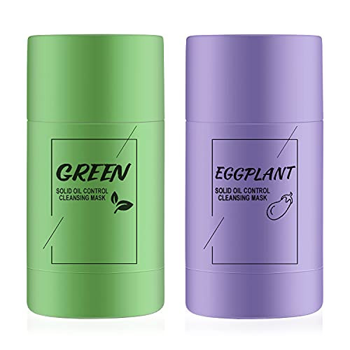 2PCS Green Tea/Eggplant Purifying Clay Stick Mask-Deep Cleansing Oil Control and Anti-Acne Skin and Face Moisturizes-Exfoliating Facial Mask-Suitable for All Skin Types 2PCS Green Tea/Eggplant Purifying Clay Stick Mask-Deep Cleansing Oil Control and Anti-Acne Skin and Face Moisturizes-Exfoliating Facial Mask-Suitable for All Skin Types