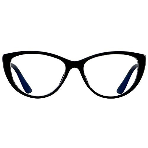 Blue Light Blocking Glasses Women Bluelight Blocker Computer Cateye Clear Cat Eye Eyeglasses Frame Black ANDWOOD