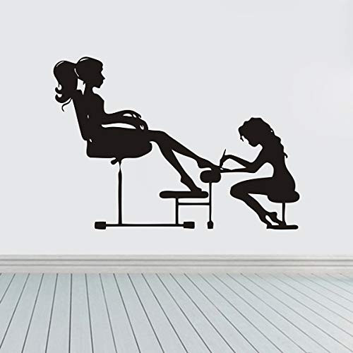 JUEKUI Nail Salon Vinyl Wall Stickers Beauty Manicure Shop Home Decor for Girls Room WS88 -Black-