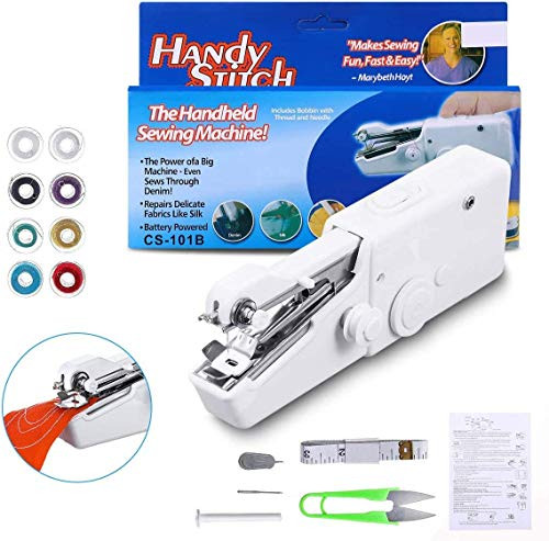 Mini Handheld Sewing Machine- LIUMY 15Pcs Portable Sewing Machine- Mini Cordless Handheld Electric Stitch Tool for Fabric- Clothing- Kids Cloth- Home Travel Use -White- -Renewed- Mini Handheld Sewing Machine- LIUMY 15Pcs Portable Sewing Machine- Mini Cordless Handheld Electric Stitch Tool for Fabric- Clothing- Kids Cloth- Home Travel Use -White- -Renewed-
