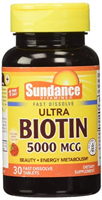 Sundance Vitamins Ultra Biotin 5000 mcg - 30 Tablets- Pack of 3 Sundance Vitamins Ultra Biotin 5000 mcg - 30 Tablets- Pack of 3