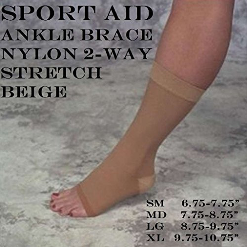 Sportaid Ankle Brace- Nylon Two-Way Stretch- Beige color- Size- Large - 1 ea