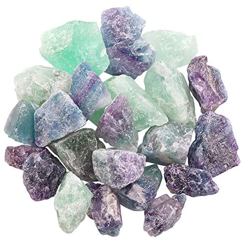 Hilitchi 1lb Bulk Raw Fluorite Stone Rough Crystal Stone for Cabbing- Tumbling- Cutting- Polishing- Wire Wrapping-Gem Mining- Wicca- Reiki and Crystal Healing