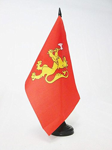 AZ FLAG Royal Standard of Norway Table Flag 5'' x 8'' - Norwegian Kingdom Desk Flag 21 x 14 cm - Black Plastic Stick and Base