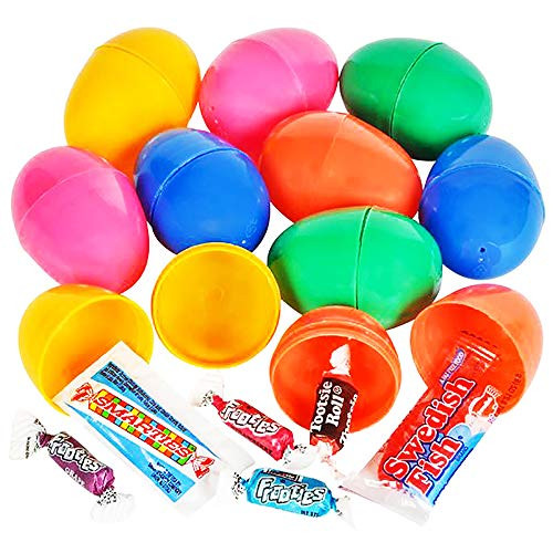 The Dreidel Company Candy Filled Easter Eggs Colorful Bright Plastic Easter Eggs- Perfect for Easter Egg Hunt- Surprise Egg- Easter Hunt- 2inch Assorted Toys -20-Pack-