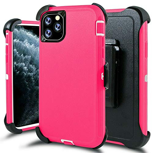 Case for iPhone 12 Pro Max- Drop Protection Full Body Rugged Heavy Duty Case- Shockproof/Drop/Dust Proof 4-Layer Protective Durable Belt Clip Cover for Apple iPhone 12 6.7 - Pink White