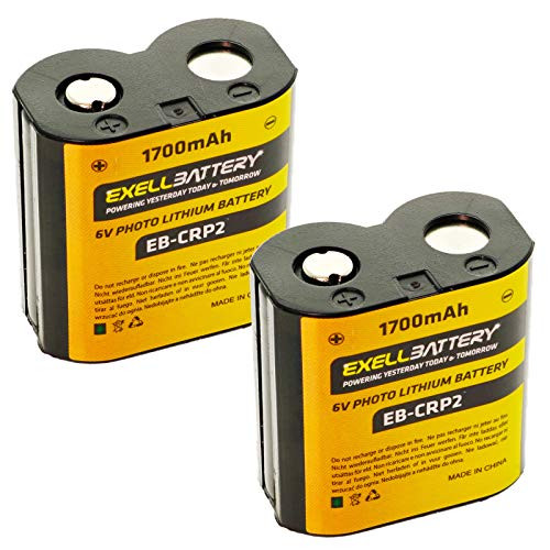 `-2-Pack- EXELL CR-P2 6V 1700mAh -Highest Capacity on The Market- Photo Lithium Battery Replaces 23-175- 2CR-P2- 5024LC- 6204- CR17-33- CRP2- CRP2P- CRP2S- CR-P2- CR-P2S- DL223A- DLCRP2