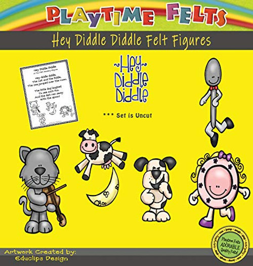 Hey Diddle Diddle Nursery Rhyme Felt Figures | 6 Adorable Felt Board Pieces for Flannel Board. Perfect for Toddlers- Preschool and Kindergarten - Large Uncut Felt Characters Hey Diddle Diddle Nursery Rhyme Felt Figures | 6 Adorable Felt Board Pieces for Flannel Board. Perfect for Toddlers- Preschool and Kindergarten - Large Uncut Felt Characters