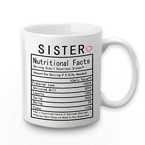 Sister Coffee Mug Sister Nutritional Facts Mug Sister Nutritional Facts Cup Birthday Gifts for Sister In Law from Sister Brother Sister Sis Mug Sister Gifts 11 Ounce with Gift Box Sister Coffee Mug Sister Nutritional Facts Mug Sister Nutritional Facts Cup Birthday Gifts for Sister In Law from Sister Brother Sister Sis Mug Sister Gifts 11 Ounce with Gift Box