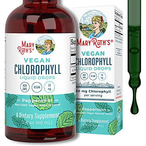 Organic Chlorophyll Liquid Drops by MaryRuth's | Vegan Liquid Chlorophyll | Energy Supplement Natural Deodorant Liver Function Immune Support | Non GMO- Peppermint | 50mg per Serving- 30 Servings