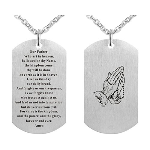 Freedom Love Gift Our Father Who Art in Heaven Bible Verse The Lord's Prayer Pendant Necklace for Men