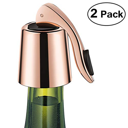 ERHIRY Wine Bottle Stopper Stainless Steel, Expanding Beverage Bottle Stopper, Reusable Wine Saver, Keeps Wine Fresh, Best Gift Accessories (Rose Gold)