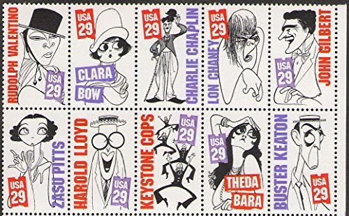 Stars of the Silent Screen- Block of 10 x 29-Cent Postage Stamps- USA 1994- Scott 2819-28 by USPS