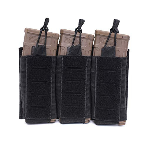 Tripple Mag Pouch Molle Open-Top Tripple Magazine Pouch for M4/M16/AR/AK Rifle Magazines -Black-