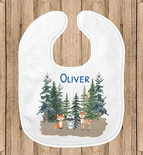 Baby Bib for Boys- Oliver - 1st Birthday Party Smash Cake Bib - Woodland Animals Theme