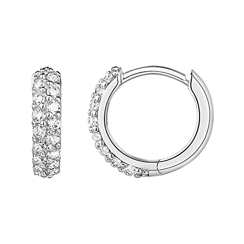 PAVOI 14K White Gold Plated S925 Sterling Silver Post Cubic Zirconia Cuff Earrings Huggie Stud PAVOI 14K White Gold Plated S925 Sterling Silver Post Cubic Zirconia Cuff Earrings Huggie Stud