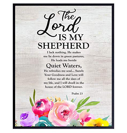 Psalm 23 - The Lord is my Shepherd Wall Art - Christian Inspirational Gifts for Women - Bible Verse Religious Wall Art - Scripture Wall Decor - Church Decorations - God Wall Art - Spiritual Wall Decor Psalm 23 - The Lord is my Shepherd Wall Art - Christian Inspirational Gifts for Women - Bible Verse Religious Wall Art - Scripture Wall Decor - Church Decorations - God Wall Art - Spiritual Wall Decor