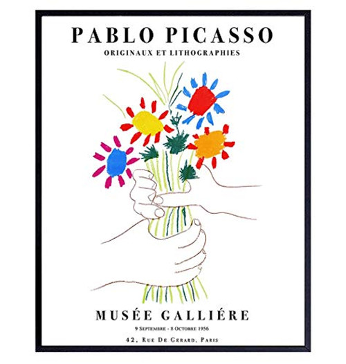 Pablo Picasso Poster - 8x10 Picasso Wall Art - Pablo Picasso Prints - Gallery Wall Art - Bouquet of Peace - Flowers - Museum Poster