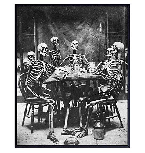 Skeleton Decor - Skeleton Wall Art - Goth Gothic Home Decor - Wicca Decor - Wiccan- Witchcraft Supplies - Paganism Pagan Gifts - Vintage Human Anatomy Photo - Funny Creepy Scary Picture