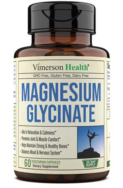 Magnesium Glycinate 200 mg Supplement for Stress Relief- Calmness  and  Relaxation. Healthy Sleep- Mental Clarity and Rested Muscles- Heart Health. Chelated Magnesium for Better Absorption 60 Capsules