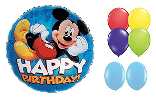 Mickey Mouse Birthday Party Supplies Decoration 30inch Jumbo Mylar Balloon and 6 Latex Balloons
