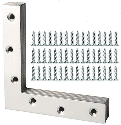 Alise Stainless Steel Flat Shape Repair Mending Plate Joining Bracket Support Brace 120mm x 120mm-8 Pcs Silver