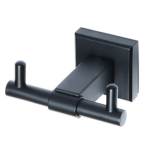 Alise Towel Hooks Bathroom Double Robe Hook Lavatory Bath Coat Hooks Wall Mount Clothes Hook-Matte Black Finish