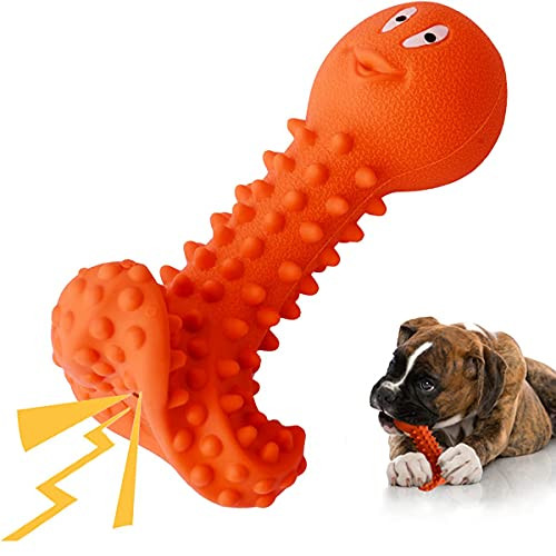 Squeaky Dog Toys for Aggressive Chewers Large Breed and Medium Dogs- 7inch Rubber Dog Chew Toys for Aggressive Chewers