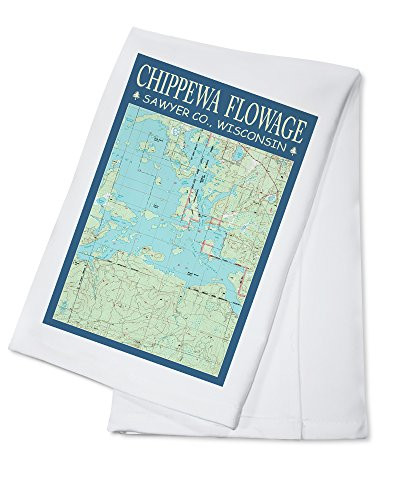 Chippewa Flowage Chart- Sawyer County- Wisconsin -100 percent Cotton Kitchen Towel-