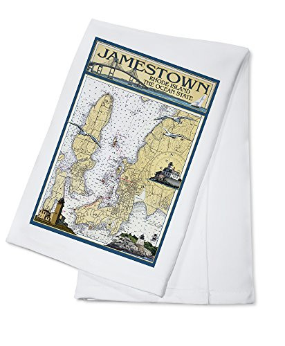 Jamestown- Rhode Island- Nautical Chart -100 percent Cotton Kitchen Towel-