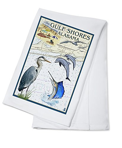 Gulf Shores- Alabama- Nautical Chart -100 percent Cotton Kitchen Towel-