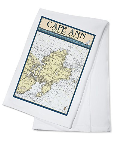 Cape Ann- Massachusetts- Nautical Chart -100 percent Cotton Kitchen Towel-