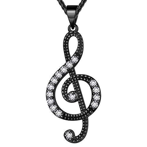 beautlace Women's Musical Note Necklace Black Gun Plated Treble Clef Music Note Jewelry Gifts for Music Lover KP0018K beautlace Women's Musical Note Necklace Black Gun Plated Treble Clef Music Note Jewelry Gifts for Music Lover KP0018K