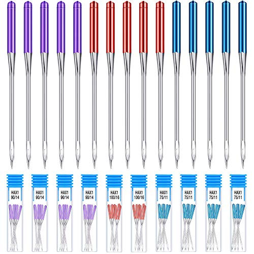 30 Pieces Sewing Machine Needles Universal Regular Point Machine Needles for Home Sewing Machine Compatible with Singer- Brother and Old Sewing Machine -Classic Color- 11- 14- 16-