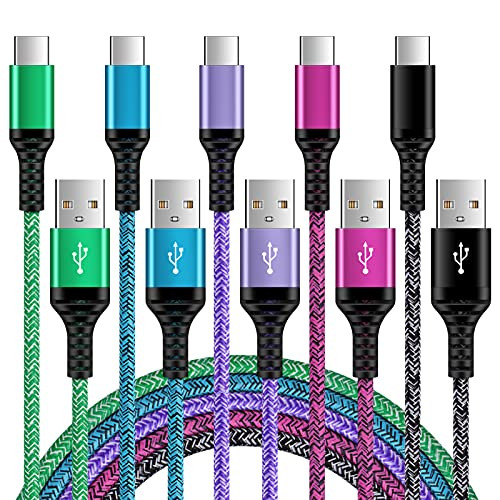 USB C Charger Cable Fast Charge C Type Charging Power Cord 5Pack 6FT for Samsung Galaxy S21 5G/S21 Ultra/S21Plus/S20 FE Note 21 20 Ultra A12 A11 A51 A21 A71 A10E A32 A42 A72-Google Pixel 6 5 4A 4 3A 3XL