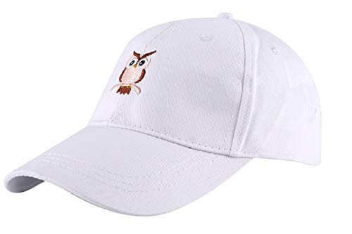 ZLYC Embroidered Cotton Baseball Cap Adjustable Strapback Hat -White-