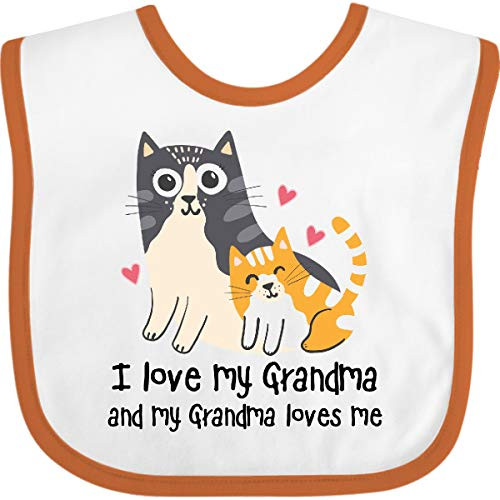Inktastic I Love My Grandma Loves Me Cat Baby Bib White and Orange 3ccfe