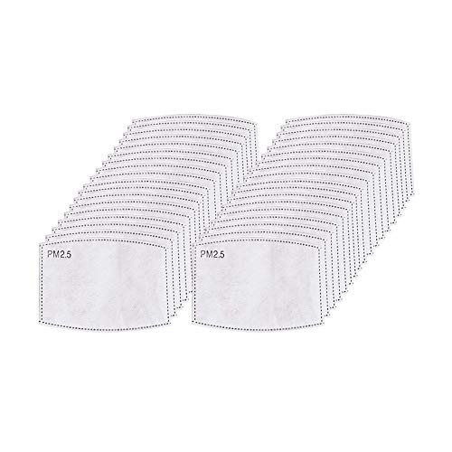 50 PCS Adult PM2.5 Activated Carbon Filter-5 Layers Replaceable Anti Haze Filter Paper