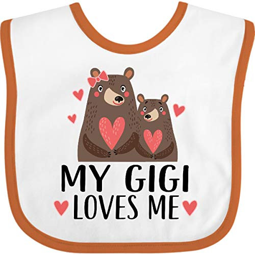 Inktastic My Gigi Loves Me Bear Baby Bib White and Orange 33b29
