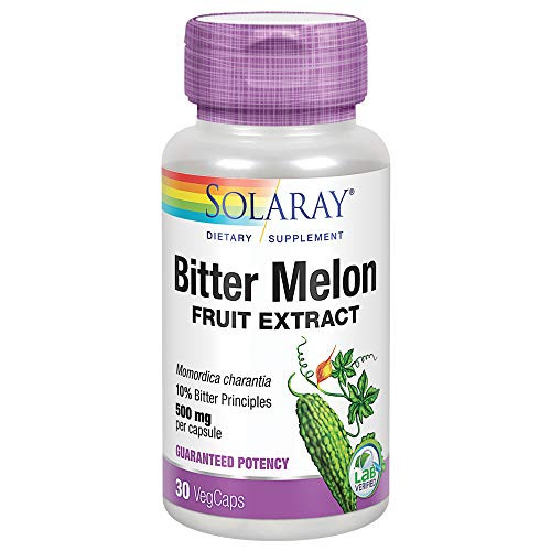 Solaray Bitter Melon Fruit Extract 500mg 10 percent Bitter Principles | Healthy Blood Sugar Support | Lab Verified | 30 VegCaps